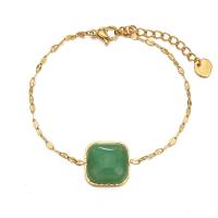 Gemstone Bracciali, Titantium acciaio, with turchese & avventurina verde, with 1.57 inch extender chain, materiali diversi per la scelta & per la donna, nessuno, 15x15mm, Lunghezza Appross. 6.49 pollice, Venduto da PC