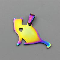 Acciaio inossidabile Animal Ciondoli, 304 acciaio inox, Gatto, lucido, DIY, nessuno, 26x28mm, Venduto da PC