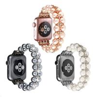 Correas de reloj, aleación de zinc, con Perlas plásticas, para el reloj de apple & diverso tamaño para la opción & para mujer & con diamantes de imitación, más colores para la opción, libre de níquel, plomo & cadmio, Vendido por UD