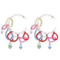 Pendientes de Cristal, resina, con Perlas de plástico ABS & Cristal & aleación de zinc, Joyería & para mujer, multicolor, 90x68mm, Vendido por Par