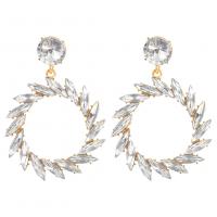 Rhinestone Earring Zinc Alloy fashion jewelry & for woman & with rhinestone Sold By Pair