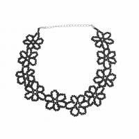 Semilla de cristal collar de perlas, Seedbead, con aleación de zinc, Joyería & para mujer, Negro, longitud 36-43 cm, Vendido por UD