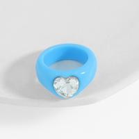 Resin fingerring, mode smykker & for kvinde & med glas rhinestone, flere farver til valg, 18x13mm, Solgt af PC