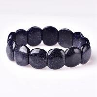 Natural Blue Goldstone Armband, Blå Sandsten, Unisex, blå, 10x14x6mm, Längd Ca 18 cm, Säljs av PC