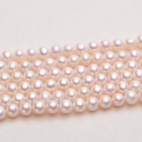 Kulaté kultivované sladkovodní perle, Sladkovodní Pearl, Kolo, DIY, bílý, 7-8mm, Prodáno za Cca 14.96 inch Strand