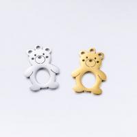 Stainless Steel Animal Pendants 304 Stainless Steel Bear Vacuum Ion Plating DIY Sold By Bag