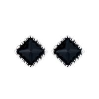 Sterling Silver Jewelry orecchino, 925 sterline d'argento, lucido, Micro spianare cubic zirconia & per la donna, nero, 5mm, Venduto da coppia