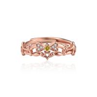 Cubic Zirconia Micro effenen Sterling Zilver Ringen, 925 sterling zilver, rose goud plated, Verstelbare & micro pave zirconia & voor vrouw, rose goud kleur, 20x20mm, Verkocht door PC