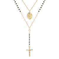 Mode Multi laag ketting, Zinc Alloy, met Kristal & Hars & Plastic Pearl, gold plated, mode sieraden & multilayer & voor vrouw, meer kleuren voor de keuze, Lengte Ca 14.9-19.6 inch, Verkocht door PC