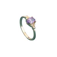 Bague Zircon cubique en laiton, plaqué de couleur d'or KC, pavé de micro zircon & pour femme, plus de couleurs à choisir, protéger l'environnement, sans nickel, plomb et cadmium, Taille:7, Vendu par PC