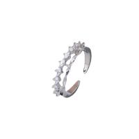 Cubic Zircon Messing fingerring, forgyldt, Micro Pave cubic zirconia & for kvinde, flere farver til valg, nikkel, bly & cadmium fri, Størrelse:7, Solgt af PC