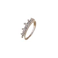 Cubic Zircon Messing fingerring, forgyldt, Micro Pave cubic zirconia & for kvinde, flere farver til valg, nikkel, bly & cadmium fri, Størrelse:7, Solgt af PC