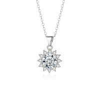 Collier en laiton cubique Zircon Micro Pave, fleur, Placage de couleur platine, pavé de micro zircon & pour femme, plus de couleurs à choisir, 19x13mm, Longueur Environ 17.72 pouce, Vendu par PC