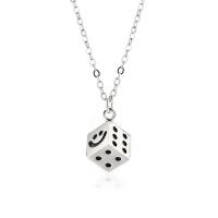 Collane d'argento sterlina, 925 argento sterlina, with 1.96 inch extender chain, dadidado, placcato color platino, per la donna & smalto, 7x7mm, Lunghezza Appross. 17.72 pollice, Venduto da PC