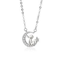 Zircone cubico Micro spianare collana dell'argento sterlina, 925 argento sterlina, with 1.96 inch extender chain, placcato, Micro spianare cubic zirconia & per la donna, nessuno, 14x13mm, Lunghezza Appross. 17.72 pollice, Venduto da PC