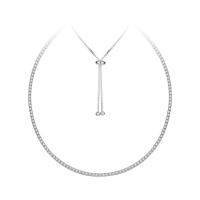 Cubic Zircon Micro Pave 925 Sterling Silver Necklace with 11.81 inch extender chain Candy platinum color plated Adjustable & micro pave cubic zirconia & for woman Length Approx 13.77 Inch Sold By PC