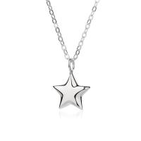 Colares de esterlina de prata, 925 prata esterlina, with 1.96 inch extender chain, Estrela, cromado de cor platina, para mulher, 11x11mm, comprimento Aprox 17.72 inchaltura, vendido por PC