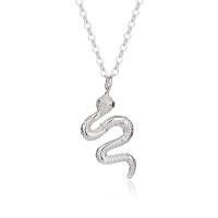 Zircônio cúbico Micro Pave colar da prata esterlina, 925 prata esterlina, with 1.96 inch extender chain, Cobra, cromado de cor platina, micro pavimento em zircônia cúbica & para mulher, 12x8mm, comprimento Aprox 17.72 inchaltura, vendido por PC