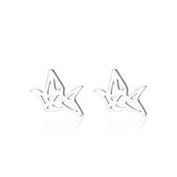 Sterling Silver Κοσμήματα Σκουλαρίκι, 925 Sterling Silver, Χιλιάδες Origami Γερανοί, επιχρυσωμένο, για τη γυναίκα & κοίλος, περισσότερα χρώματα για την επιλογή, 9x9mm, Sold Με Ζεύγος