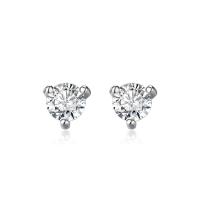 Cubic Zircon ( CZ ) Stud Earring, 925 Sterling Silver, platina pläterad, micro bana cubic zirconia & för kvinna, 5x5mm, Säljs av Par