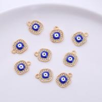 Evil Eye Hangers, Messing, Plein, gold plated, uniseks & micro pave zirconia & glazuur, nikkel, lood en cadmium vrij, 10mm, Ca 100pC's/Bag, Verkocht door Bag