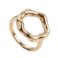 Anillo de dedo de Titantium Acero, Partículas de acero, chapado en color dorado, diverso tamaño para la opción & diferentes estilos para la opción & para mujer, dorado, 18mm, Vendido por UD