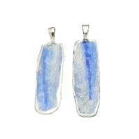 Natuurlijke Quartz Hangers, Kyanite, met Messing, silver plated, mode sieraden, blauw, 42-49mm, Verkocht door PC