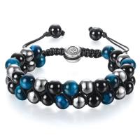 Edelstein Woven Ball Armbänder, mit Nylonschnur, rund, Doppelschicht & Modeschmuck & unisex & einstellbar, keine, Länge 19-28 cm, verkauft von PC