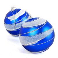 Plástico PVC Decoração da Árvore de Natal, Roda, Jóias de Natal & Varios pares a sua escolha, azul, 100mm, 2PCs/box, vendido por box