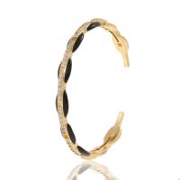 Messing Manchet Bangle, gold plated, micro pave zirconia & voor vrouw & glazuur, meer kleuren voor de keuze, 66mm, Verkocht door PC