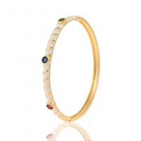 ottone bracciale, placcato color oro, Micro spianare cubic zirconia & per la donna & smalto, nessuno, 65.50mm, Venduto da PC