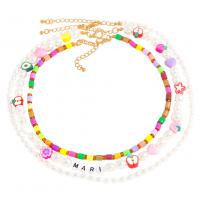 Collar Multi de la capa, aleación de zinc, con Perlas de plástico ABS & resina, chapado en color dorado, tres piezas & Joyería & para mujer, multicolor, longitud 37-45 cm, Vendido por Set