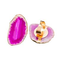 Agate fingerring, med Messing, Uregelmæssig, guldfarve belagt, Unisex, flere farver til valg, 39-45mm, Solgt af PC