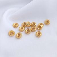 Mässing Spacer Bead, Flat Round, äkta guldpläterad, DIY, gyllene, nickel, bly och kadmium gratis, 3x6mm, Säljs av PC