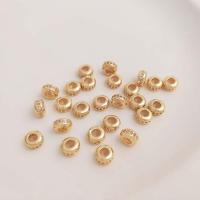 ottone Stopper perline, Cerchio piatto, placcato oro vero, DIY & Micro spianare cubic zirconia, dorato, assenza di nichel,piombo&cadmio, 6mm, Venduto da PC