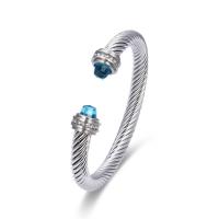 Titanium Steel Σφαλιάρα Bangle, με Cubic Zirconia, κοσμήματα μόδας & ρυθμιζόμενο & για τη γυναίκα, περισσότερα χρώματα για την επιλογή, 7mm, Εσωτερική διάμετρος:Περίπου 55mm, Sold Με PC