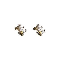 laiton Clip boucle d’oreille, couronne, Placage, bijoux de mode & pour femme, couleur originale, 7.50x1.20mm, Vendu par paire