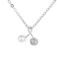 Kubieke Zircon Micro effenen Sterling zilveren ketting, 925 sterling zilver, met Shell Pearl, plated, micro pave zirconia & voor vrouw, meer kleuren voor de keuze, 450mm, Verkocht door Lot