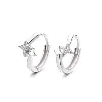 Cubic Zirconia micro pavimenta Sterling Silver Earring, 925 sterline d'argento, placcato, Micro spianare cubic zirconia & per la donna, nessuno, 13.80mm, Venduto da lotto