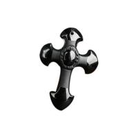 Svart obsidian Häng, Cross, DIY & Unisex, svart, 52x36x10mm, Säljs av PC