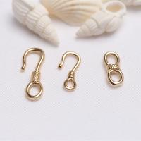 Brass Hook és Eye Clasp, Sárgaréz, 14K aranyozott, DIY & különböző stílusokat a választás, nikkel, ólom és kadmium mentes, Által értékesített PC