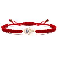 Bracelet Evil Eye bijoux, alliage de zinc, avec cordon de polyester, Réglable & bracelet tressé & pavé de micro zircon & pour femme & émail, plus de couleurs à choisir, Longueur Environ 14-28 cm, Vendu par PC