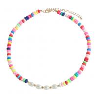 aleación de zinc collar, con Perlas de plástico ABS, chapado en color dorado, Joyería & para mujer, multicolor, 8mm, Vendido para 43-52 cm Sarta