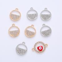 Brass Jewelry Pendants Flat Round plated DIY & enamel & with rhinestone & 1/1 loop nickel lead & cadmium free Approx Sold By Bag