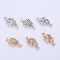 Befestiger Zirkonia Messing Schmuckverbinder, Blatt, plattiert, DIY & Micro pave Zirkonia & 1/1-Schleife, keine, frei von Nickel, Blei & Kadmium, 25x11mm, ca. 100PCs/Tasche, verkauft von Tasche