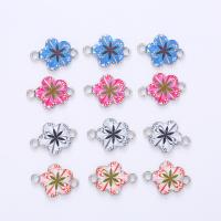 Flower Zinc Alloy Connector platinum color plated DIY & enamel & 1/1 loop nickel lead & cadmium free Approx Sold By Bag