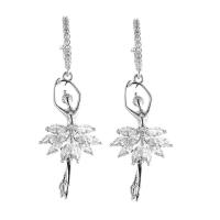 Ciúbach Zirconia Micrimhilseogra réiteodh Earring Prás, le Ciúbach Zirconia, platanam plátáilte, do bhean, nicil, luaidhe & caidmiam saor in aisce, 13x40mm, Díolta De réir Péire