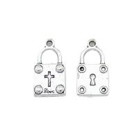 Zink Alloy Lock Hängen, Lås, antik silver pläterad, Unisex, nickel, bly och kadmium gratis, 11x20x4mm, Ca 100PC/Bag, Säljs av Bag