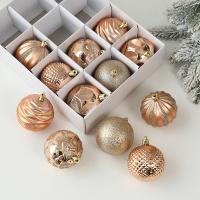 PVC Kunststoff Weihnachtsbaum-Dekoration, rund, plattiert, Weihnachtsschmuck, keine, 6cm,24x18x6cm, 12PCs/Box, verkauft von Box