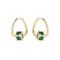 Boucles d'oreilles en laiton zircon cubique pavent, cube, Plaqué d'or, bijoux de mode & pavé de micro zircon & pour femme, plus de couleurs à choisir, protéger l'environnement, sans nickel, plomb et cadmium, 12x20mm, Vendu par paire